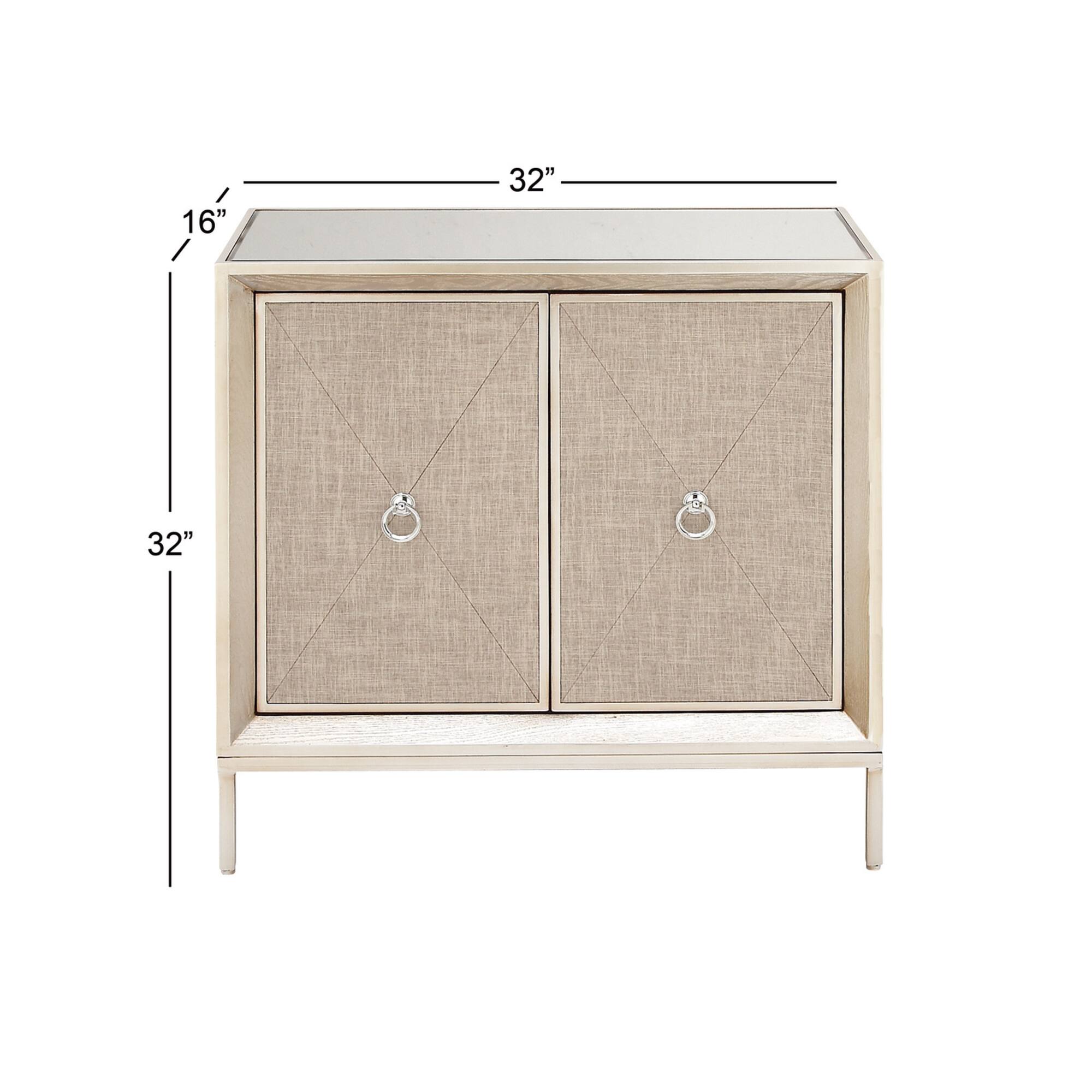 Beige Wood Glam Cabinet